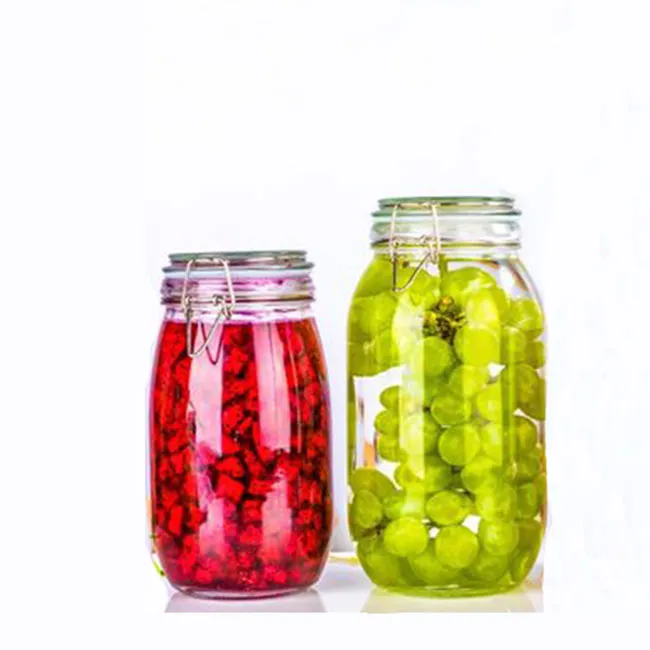 1000ml High Appearance Kitchen Transparent Jar with Buckle Sealed Glass Jar Round Sealed Glass Jar