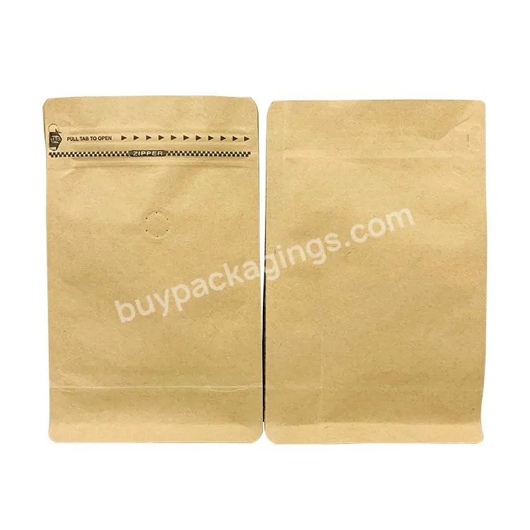 100g 250g 500g 1kg Biodegradable Resealable Stand Up Zipper Flat Bottom Zipper Bags For Coffee Bean Food Snack Packaging