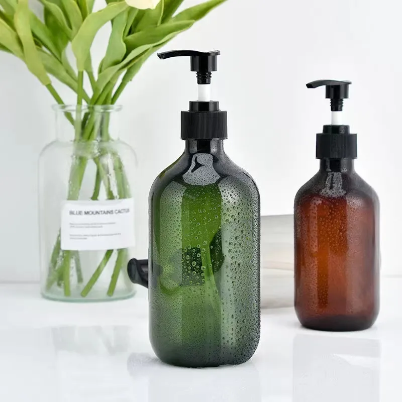 100ml 150ml 200ml 300ml 400ml 500ml Amber Green Transparent Plastic PET Shampoo Bottle Hair Oil Bottle With Lotion Pump