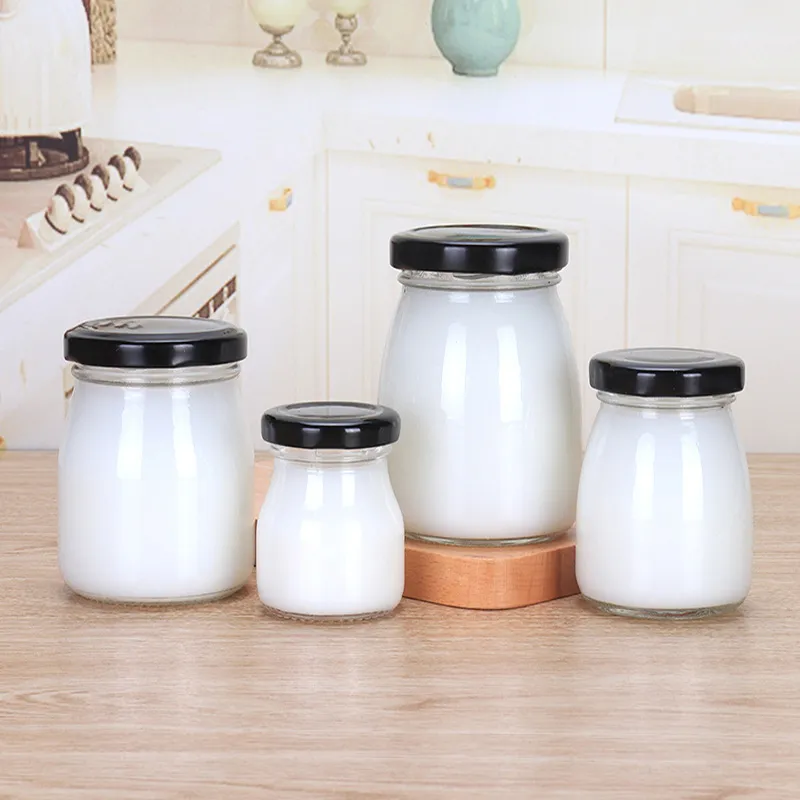 100ml 150ml 200ml  Free Samples Glass Pudding Cup Yogurt Bottle Honey Glass Jar Jam Bottle for Sale