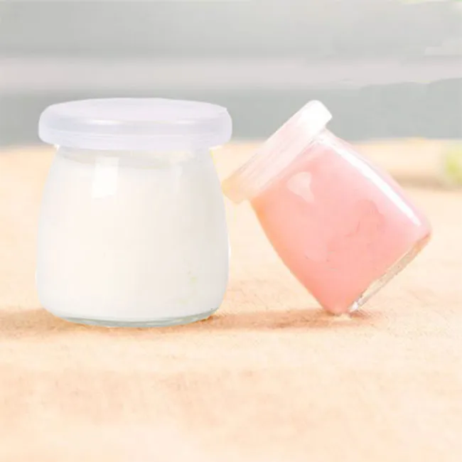 100ml 150ml 200ml Round Glass Storage Container Yogurt Pudding Glass Bottle With Plastic Cap