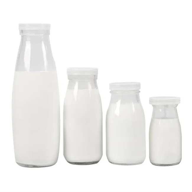 100ml 200ml 250ml 500ml Food Grade Clear Glass Bottle For Beverage Juice Milk