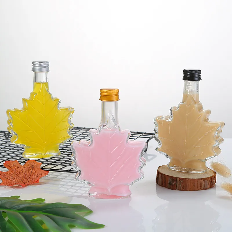 100ml 250ml Maple Leaf Red Wine Bottle Beverage Orange Juice Clear Empty Glass Bottle