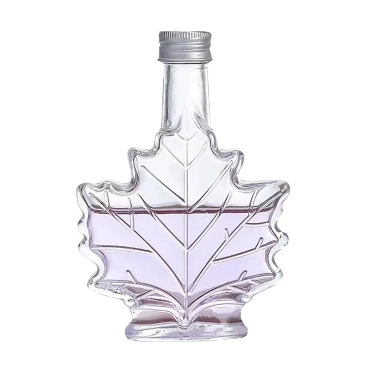 100ml 250ml Maple Leaf Red Wine Bottle Beverage Orange Juice Clear Empty Glass Bottle