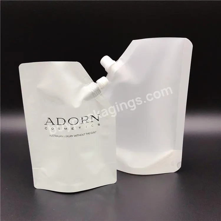 100ml 3.5 Oz Plastic Spout Bags Liquid Refills Stand Up Packaging Pouch With Corner Spout For Clay Body Scrub Cream