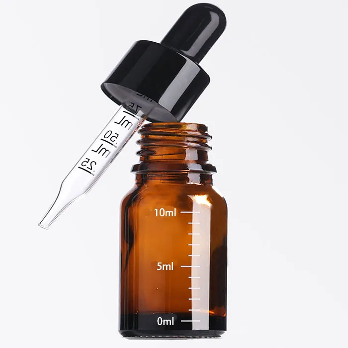 10ml 20ml 30ml 50ml 100m Glass Cosmetic Screw Cap Round Amber Essential Oil Bottles with Dropper