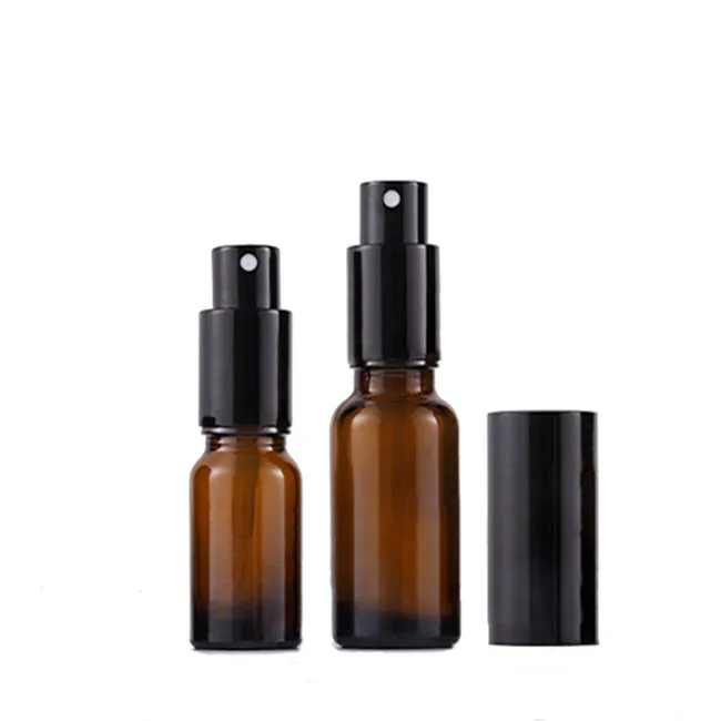 10ml 20ml 30ml Empty Amber Round Essential Oil  Bottle Perfume Aroma Bottle Cosmetic Mist Pump Spray Glass Bottles