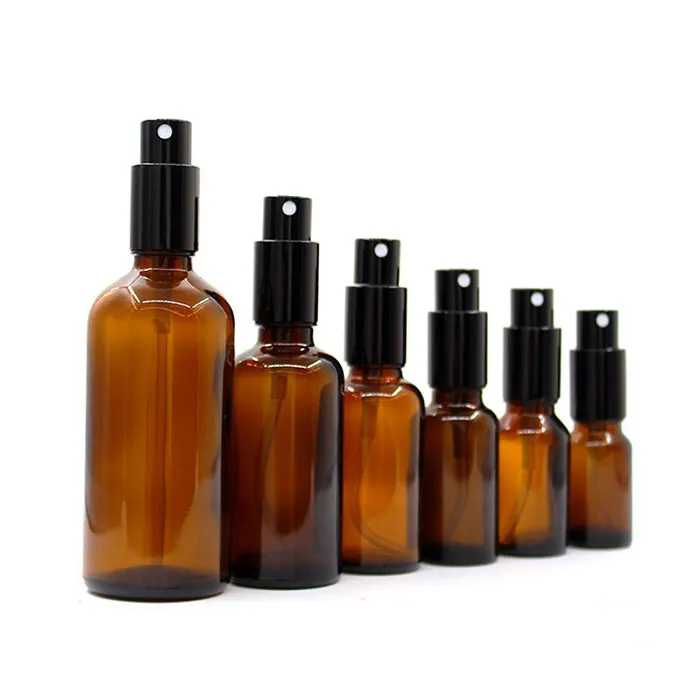 10ml 20ml 30ml Empty Amber Round Essential Oil  Bottle Perfume Aroma Bottle Cosmetic Mist Pump Spray Glass Bottles