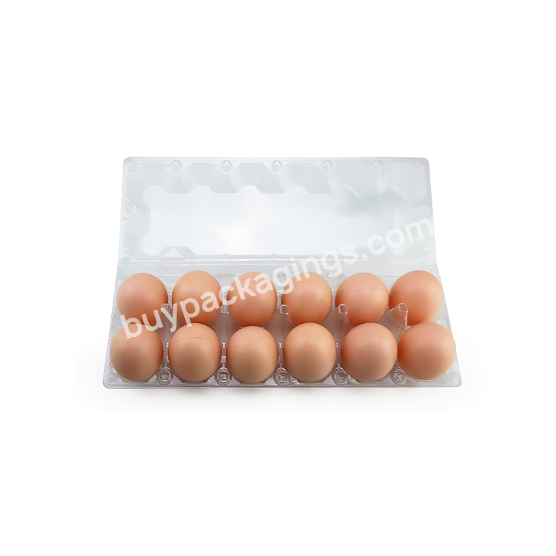 12 Holes Transparent Pet Plastic Carton Blister Chicken Egg Packaging Tray Egg Box