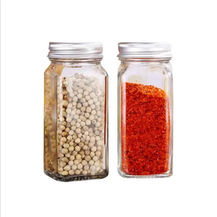 120ml 150ml Square Shaped Glass Spice Jar Set Kitchen Seasoning Jar Glass Container For  Food Spice With Screw Lids