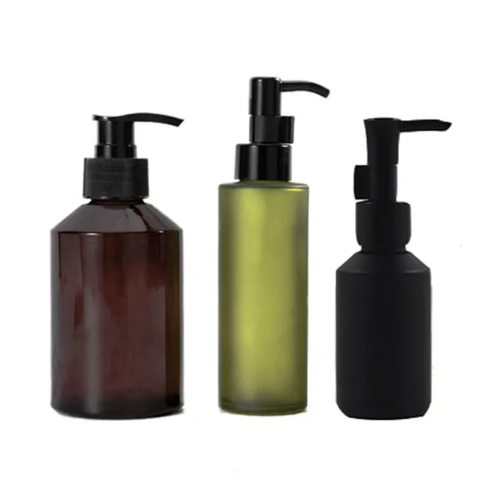 15ml 30ml 60ml 100ml Black Color Glass Frosted Round Cosmetic Lotion Press Pump Bottle