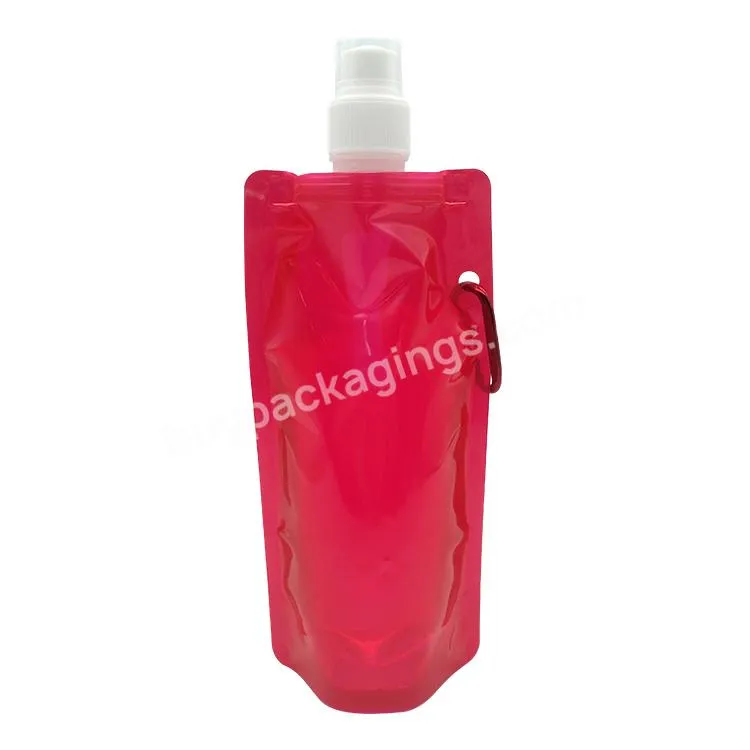 16oz Foldable Plastic Drinking Storage Pouch Sport Water Bottle For School