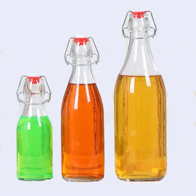 1litre 750ml 500ml 250ml Airtight Empty Round Glass Swing Top Juice Beer Bottle