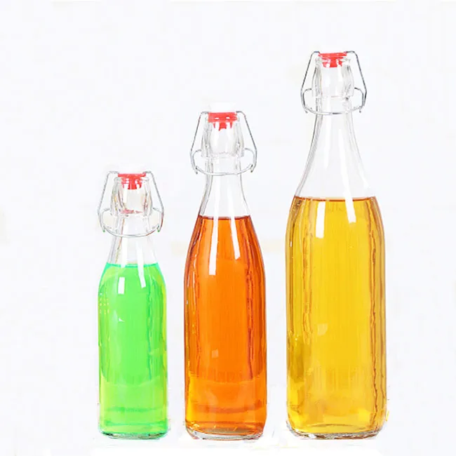 1litre 750ml 500ml 250ml Airtight Empty Round Glass Swing Top Juice Beer Bottle