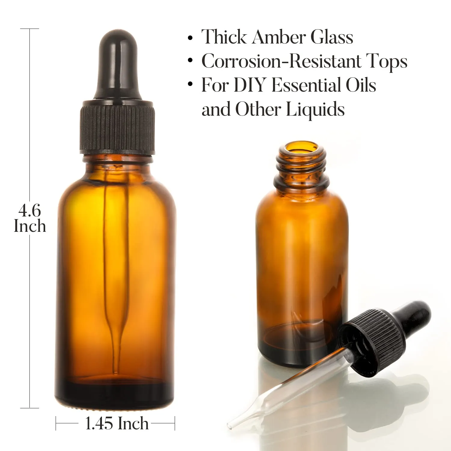 1oz Eye Dropper Bottles 30ml Amber Leakproof Essential Oils Bottle for Storage and Travel