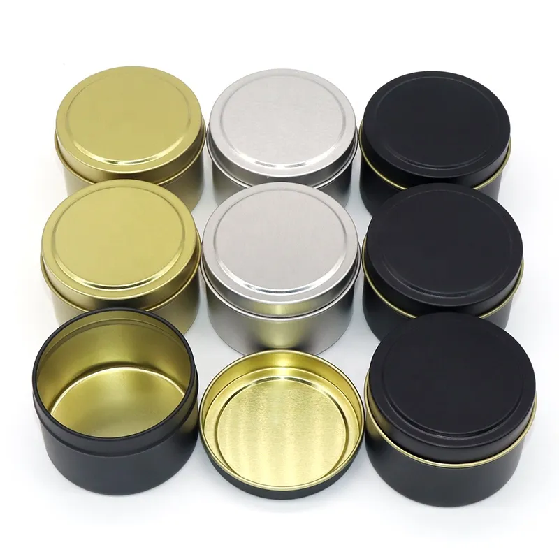 2 oz 4 Oz 8 Oz 16 Oz White Black Candle Tins Round Containers For Candles Metal Tin Jars With Lid For Diy Making Candles