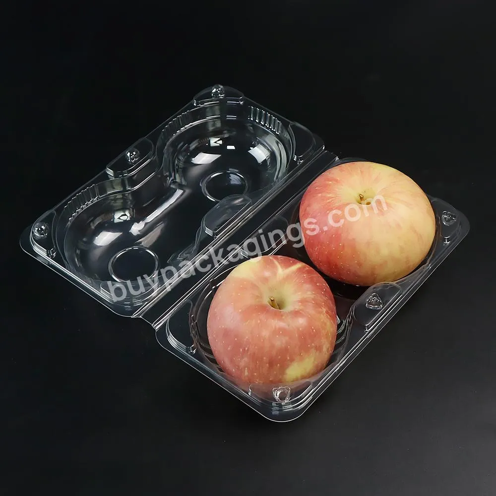 2 Pcs Food Grade Transparent Pet Wholesale Fresh Apple Fruit Packaging,Vacuum Formed Blister Container For Fresh Apple