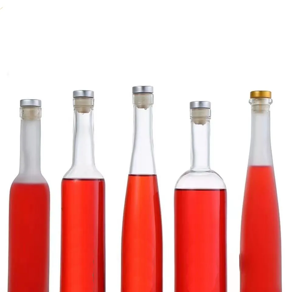 200ml 375ml 500ml 750ml Transparent Round Empty Flint Glass Liquor Wine Vodka Tequila Bottle With Sealed Cork Lid