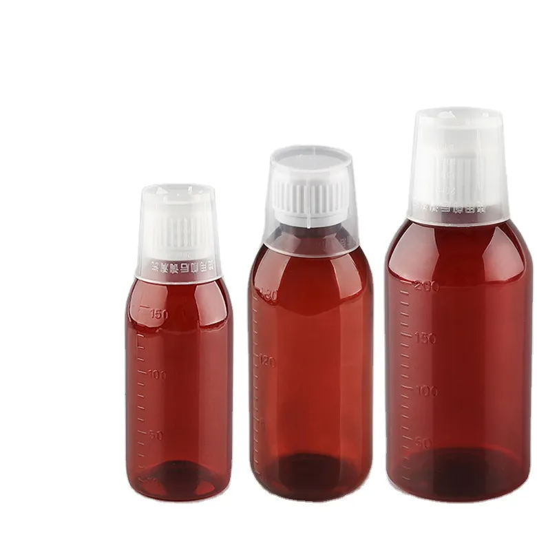 200ml PET Brown Color Thickened Bottom Light-proof plastic For Oral Medicine Liquid Plastic Bottle