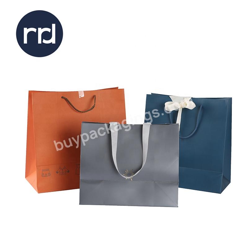 2020 RRD wholesale gift bag with ribbon paper packaging bag for shopping with handle