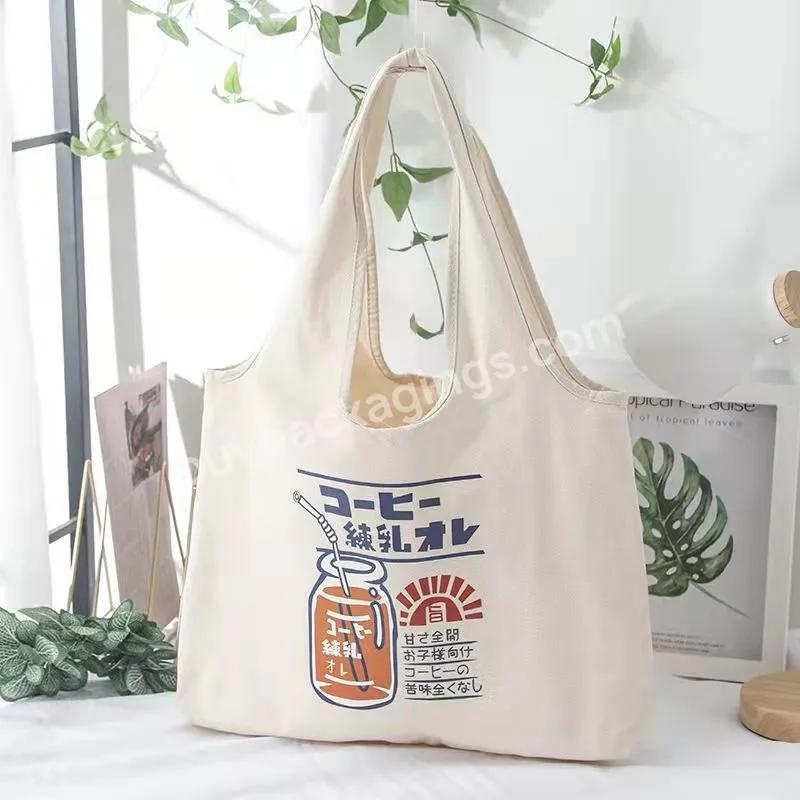 2022 Classic Large Letter Vest Handbag Grocery Washable Women Ladies Cotton Canvas Tote Shopping Bag