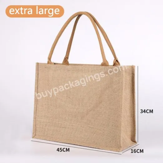 2022 Custom Reusable Heavy Duty Shopping Tote Jute Bag With Leather Handles