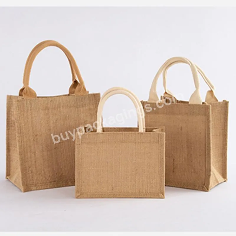 2022 Custom Reusable Heavy Duty Shopping Tote Jute Bag With Leather Handles