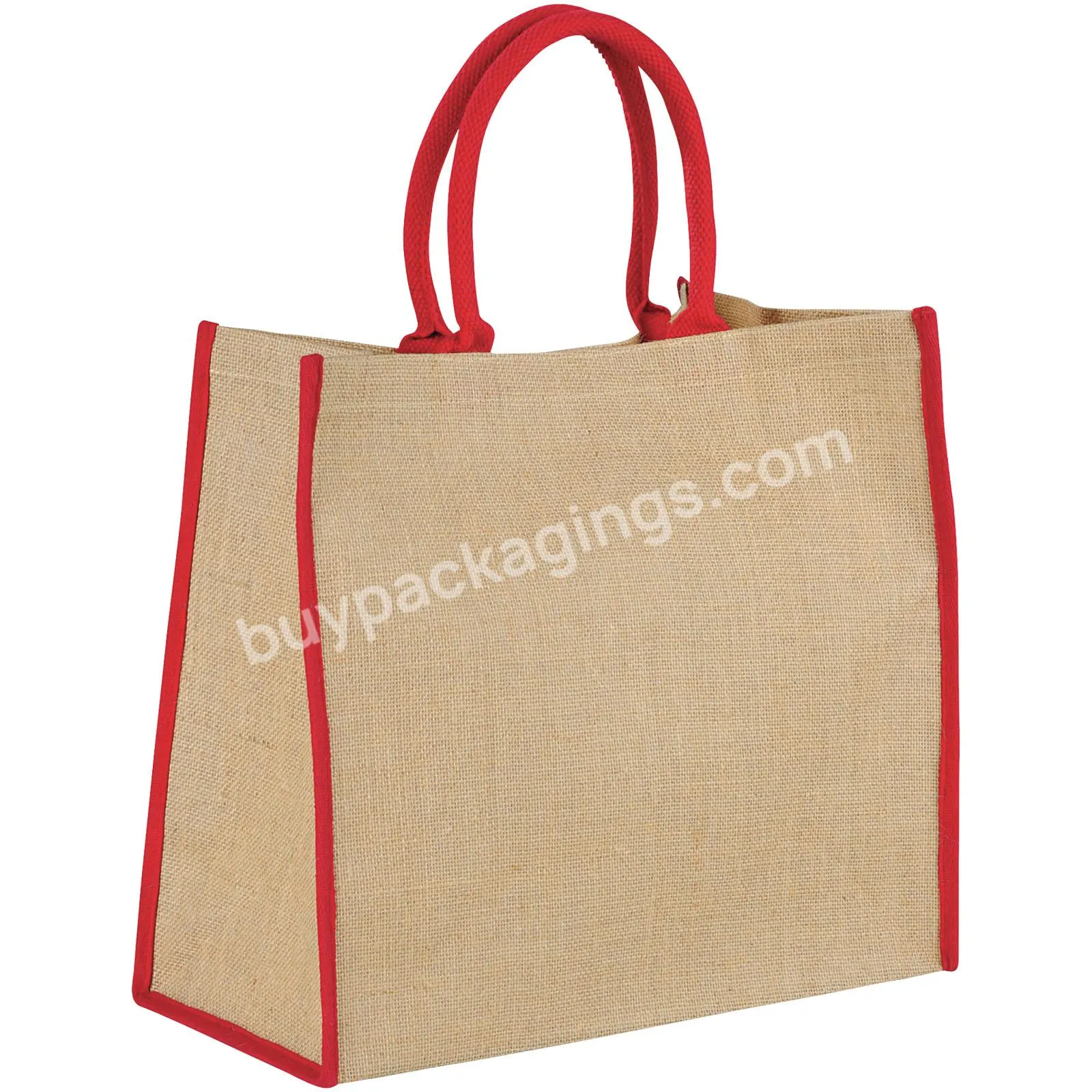 2022 Hot Sale Custom Logo Printed Eco Recycle Natural Foldable Reusable Jute Shopping Tote Bag