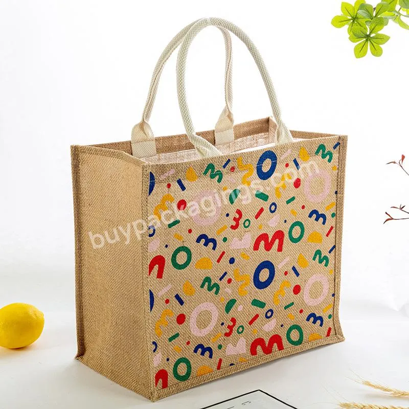 2022 Hot Sale Customized Printed Jute Bag Reusable For Shipping