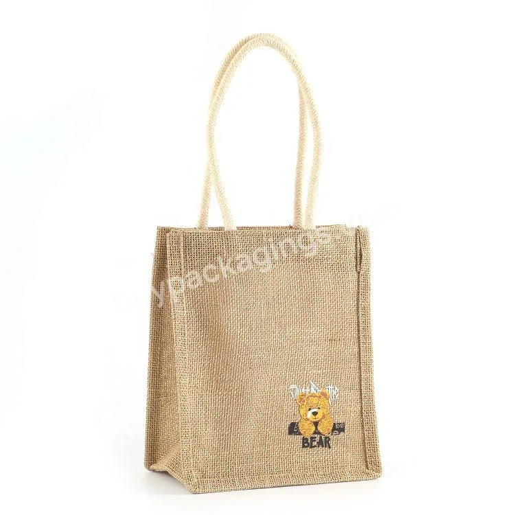 2022 Hot Sale Natural Recycle Stylish Printable Shopping Jute Tote Bag Manufacturer