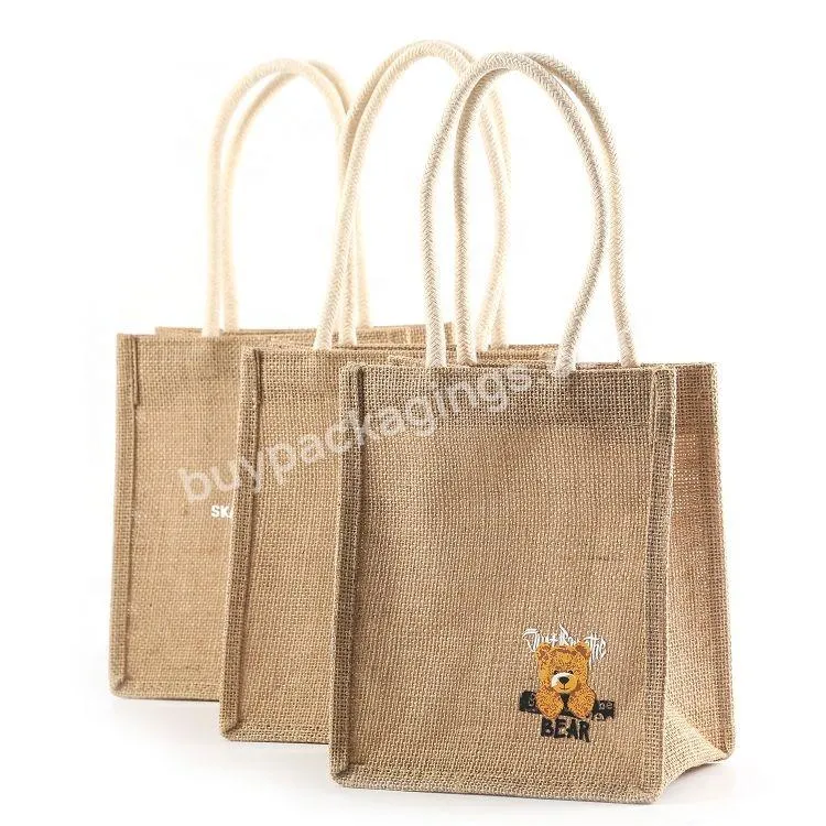 2022 Hot Sale Natural Recycle Stylish Printable Shopping Jute Tote Bag Manufacturer