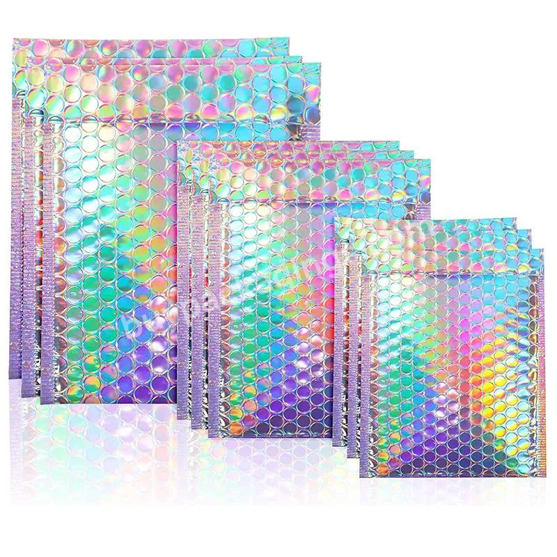 2022 New Arrival Eco-friendly 5.91 X 7.87 Inches Rose Red Holographic Packing Envelopes Bubble Mailing Bag