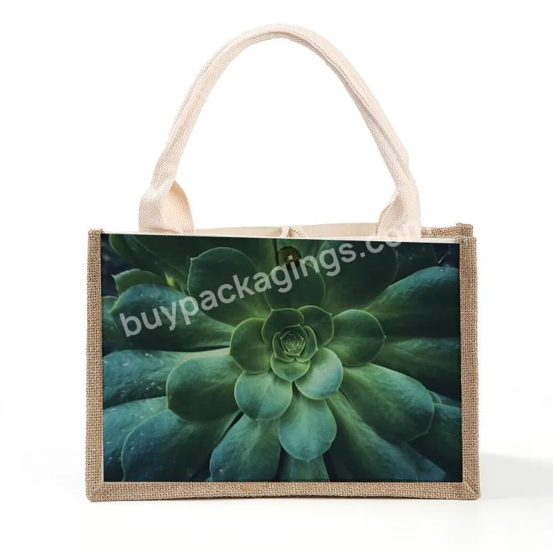 2022 New Design Reusable Eco-friendly Jute Tote Shopping Bag With Cotton Rope Handle