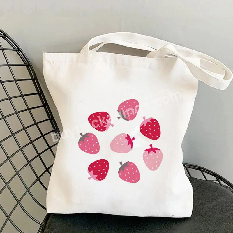 2022 Shopper Strawberry Fields Printed Tote Bag Women Harajuku Shopper Handbag Girl Shoulder Shopping Bag Lady Canvas Bag