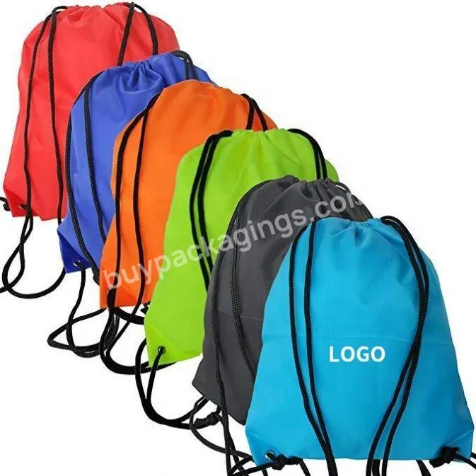 2022 Sports New Cheap Low Moq Custom Logo Promotional Backpack 420d Polyester Waterproof Drawstring Gym Bag