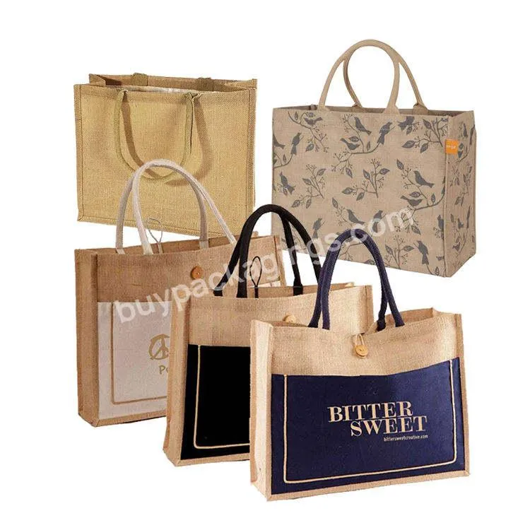 2023 Bangladesh Manufacturers Used Handmade Gift Beach Carrier Canvas Burlap Jute Fabric Gunny Sack Shopping Tote Bags