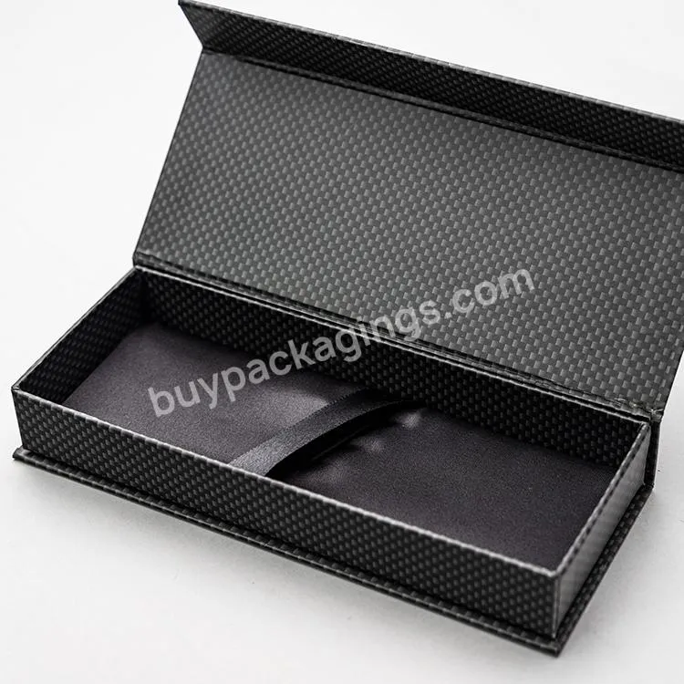 2023 Leatherette Cufflink Display Box Custom Black Logo Printed Cufflink Box