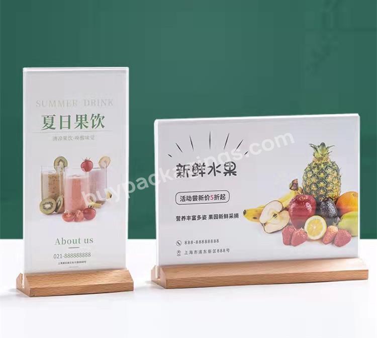 2023 Wholesale A4 A5 A6 Acrylic Display Stand Holder Wooden Base For Menus - Buy A4 A5 A6 Countertop Display With Wood Base Table Desk Menu Price Tag Sign Holder Acrylic Brochure Paper Poster Stand,A4 A5 A6 Acrylic Plastic Restaurant Table Tent Frame