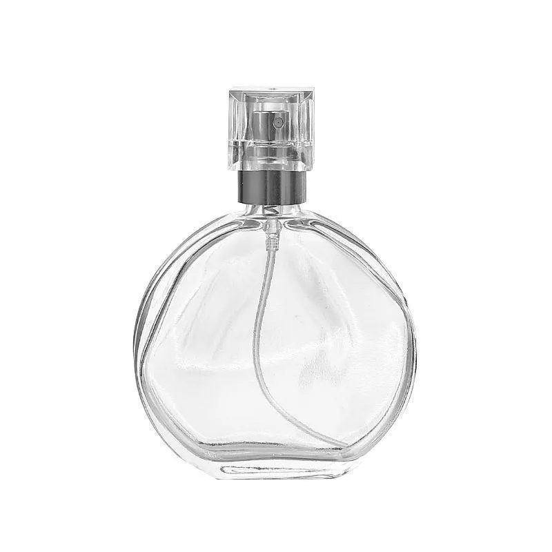 20ml 25ml 50ml Round Shape Glass Empty Perfume Bottle Silver Cap Clear Bottle Perfume