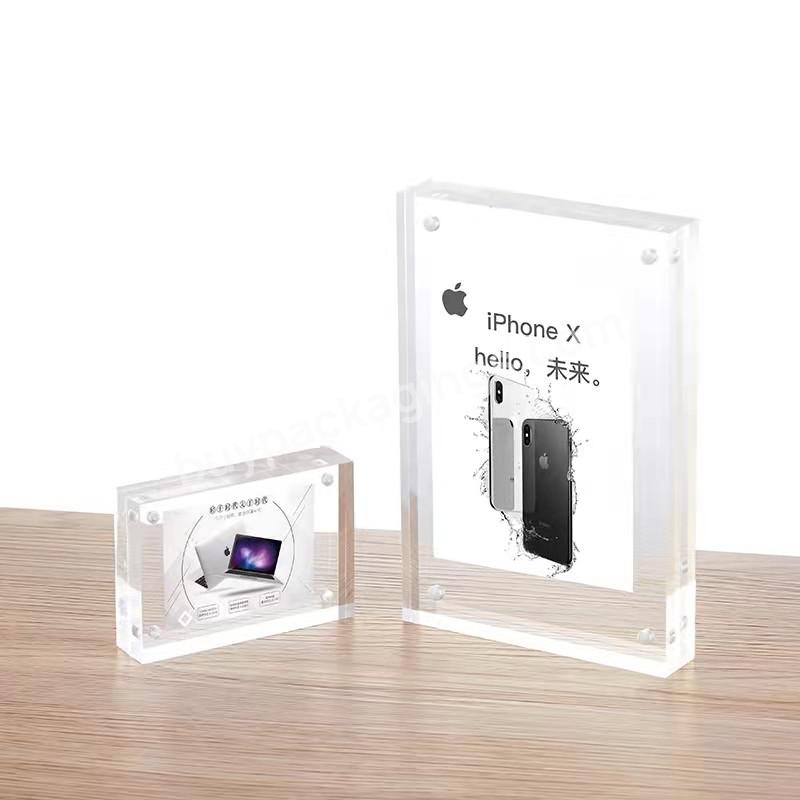 20mm Thickness Plexiglass Picture Frame 4r Photo Frame Magnet Clear Freestanding Strong Magnetic Photo Frame