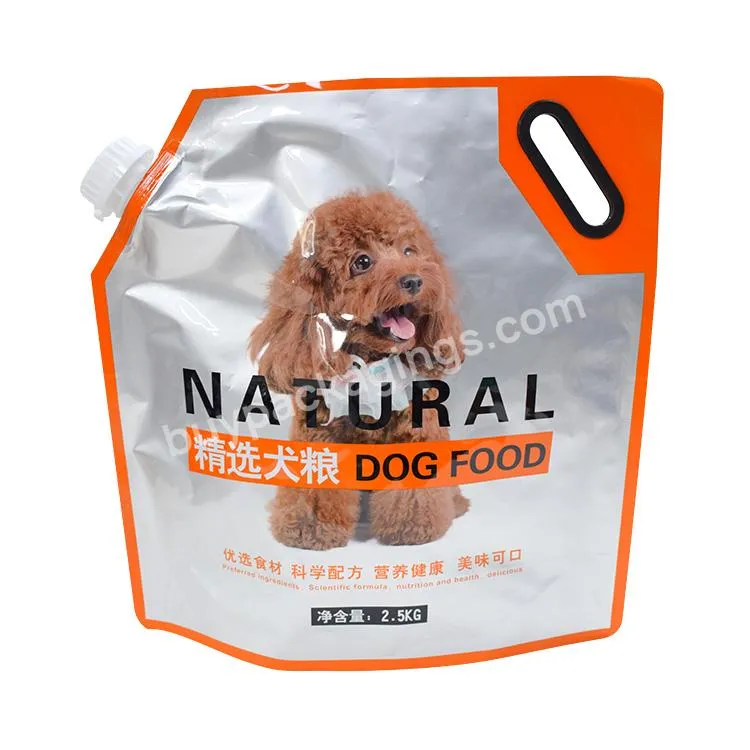 2.2kgs 3kg Stand Up Pet Food Package Pouch Disposable Plastic Sealed Mylar Dog Pet Food Packaging Bag With Handle