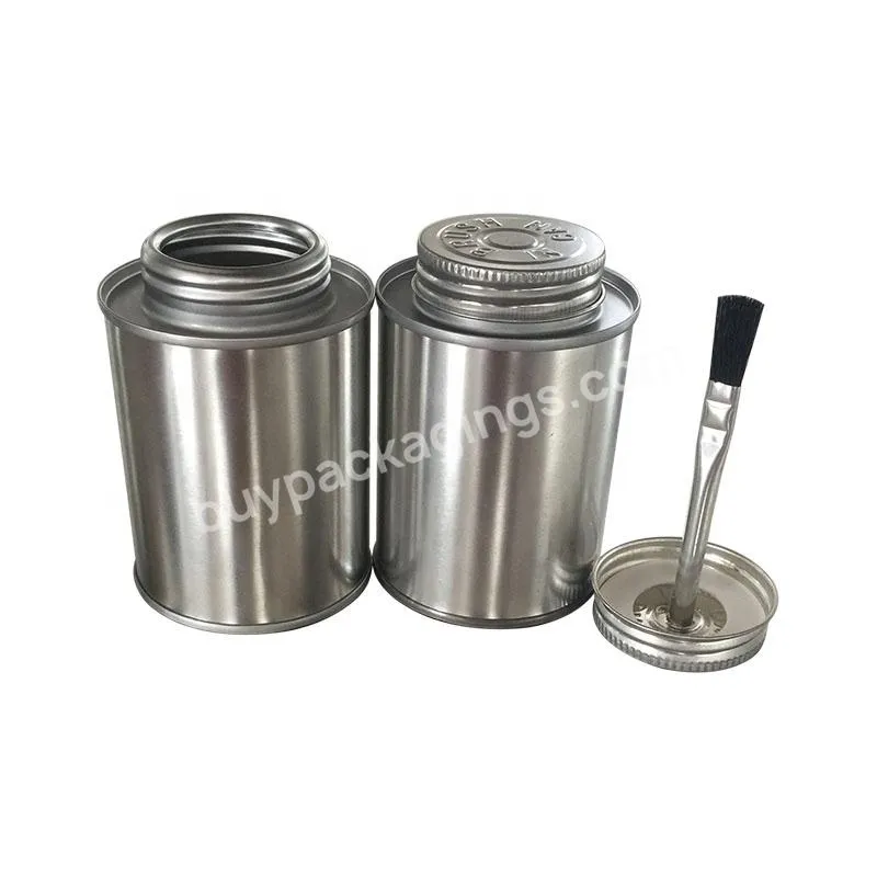 237ml Cylindrical Tin Can With Brush Lid For Pvc/cpvc Glue Cement Packaging