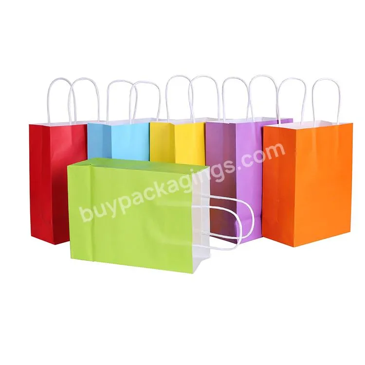 24 Pieces Rainbow Kraft Paper Party Favor Gift Bags With Handle Assorted Colors