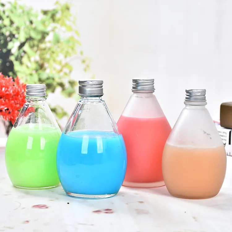 250ml 500ml 1000ml 1500ml Drop Shape Glass Bottle For Soda Water JuiceFruit Wine Storage