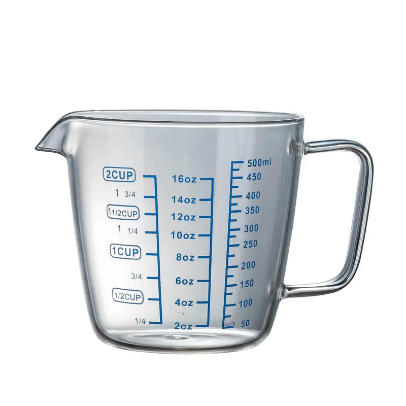 250ml 500ml Graduated Milk Cup Kitchen Microwave Scale Cheap Price Baking Tool Glass Material  Measuring Cup