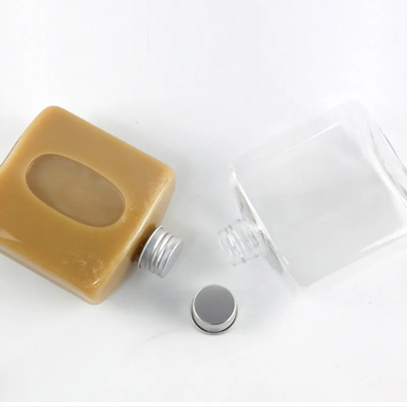 250ml High Quality Wholesale Food-grade Pet Cold Tea Bottle Creative Small Flat Bucket Plastic Milk Juice Drink