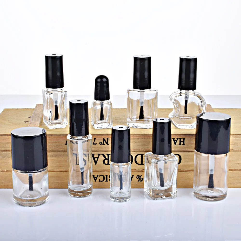 2ml 3ml 4ml 5ml 7ml 8ml 10ml 15ml Capacity Various Styles Different Shape Empty Nail Polish Glass Bottles With Lid