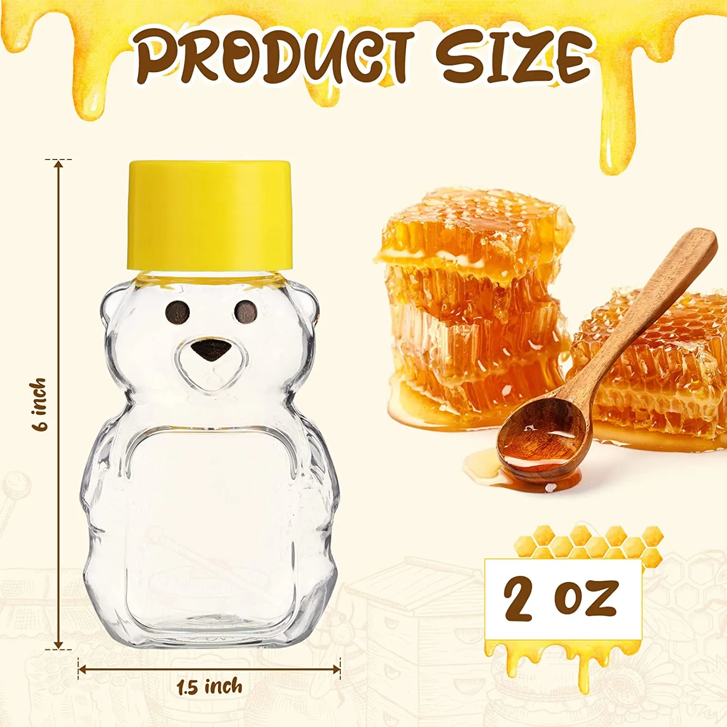 2oz Plastic Honey Bear Bottle Clear Honey Containers Bulk Empty Reusable Mini Honey Bear Jars