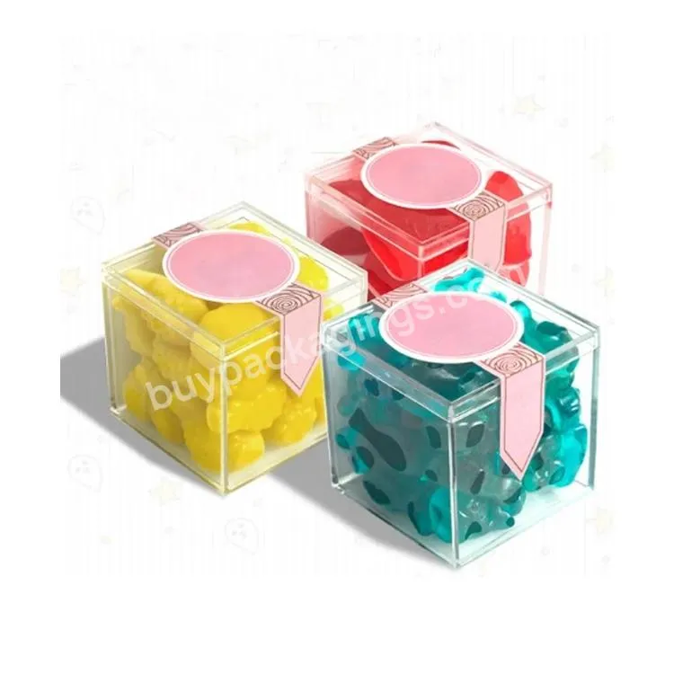 2x2x2 Clear Acrylic Plastic Small Square Cube Candy Party Treat Gift Boxes Containers With Lids