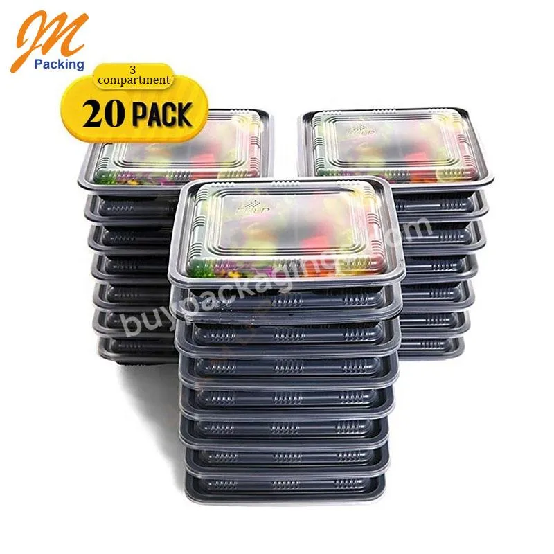 3 Compartment Disposable Lunch Box Food Plastic Label Rectangle Meal Pack Box Factory Directly And Strict Quality Control Accept